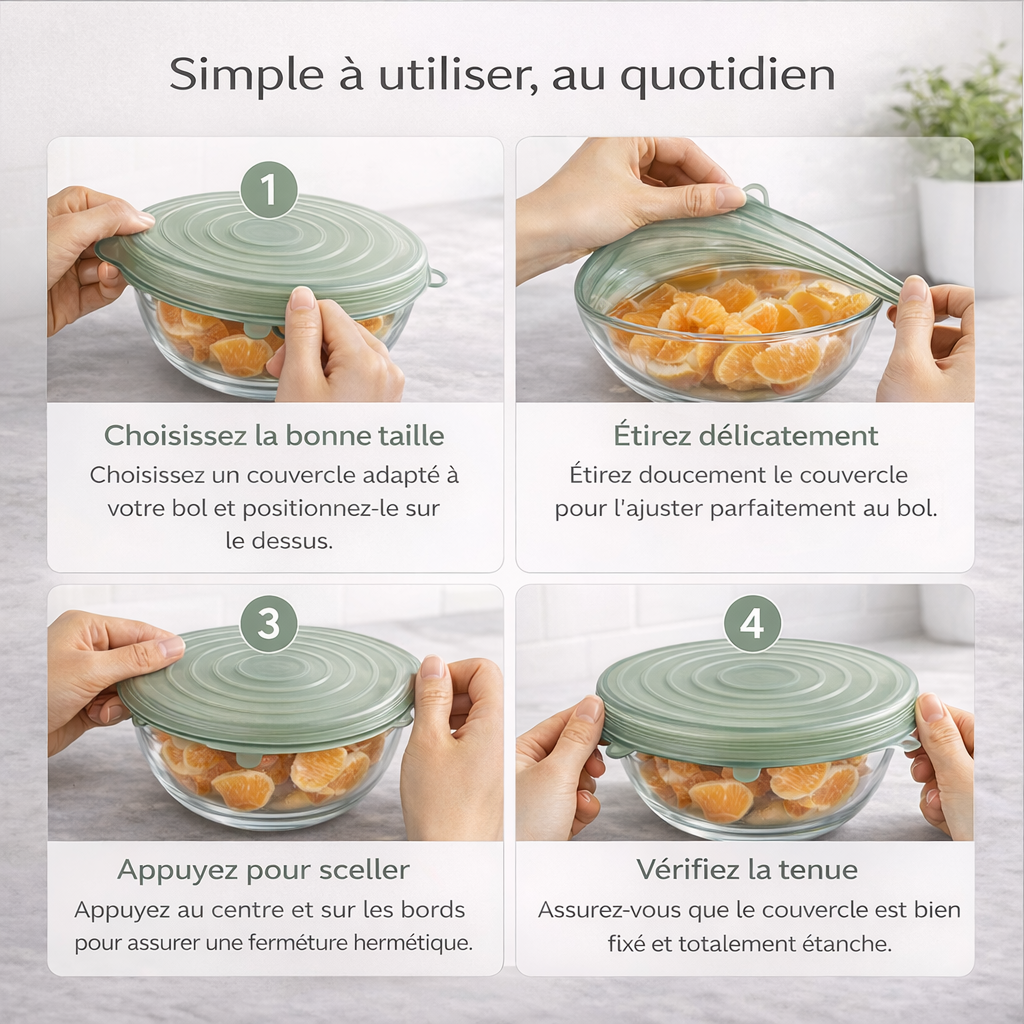 Pack SIMPLIVA – Couvercles Réutilisables (6 pièces)